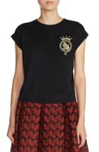 Women's Maje Golden Embroidered Cotton Tee - Black