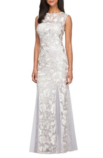 Women's Alex Evenings Tulle Mermaid Gown - Metallic