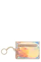 Women's Bp. Faux Leather Zip Key Chain Card Case - Metallic
