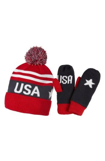Men's Helly Hansen Going For Gold Knit Cap & Mittens Gift Set - Blue