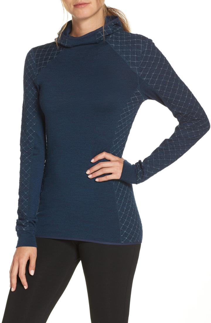 Women's Icebreaker Affinity Thermo Hooded Pullover - Blue