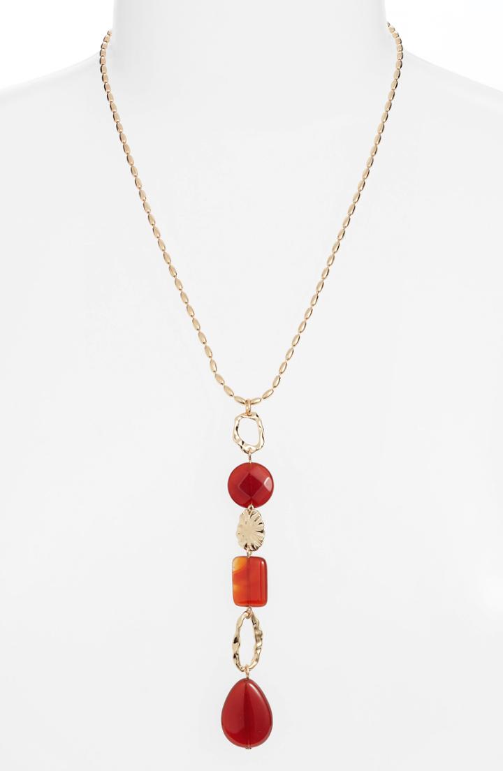 Women's Halogen Molten Semiprecious Stone Y-necklace