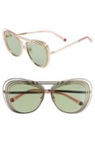 Women's Wildfox Hermitage 61mm Cat Eye Sunglasses - Rose Gold/ Bottle Green Solid