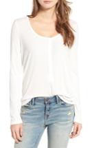 Women's Hinge Ribbed Henley Top, Size - Ivory