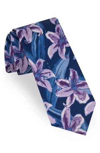 Men's Ted Baker London Lily Print Silk Tie, Size - Purple