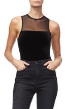 Women's Good American Illusion Lace & Velvet Bodysuit - Black
