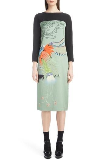 Women's Dries Van Noten Placed Floral Print Dress Us / 36 Fr - Blue/green