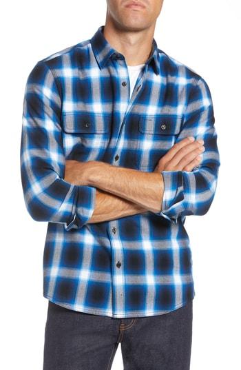 Men's 1901 Trim Fit Brushed Ombre Plaid Flannel Shirt - Blue
