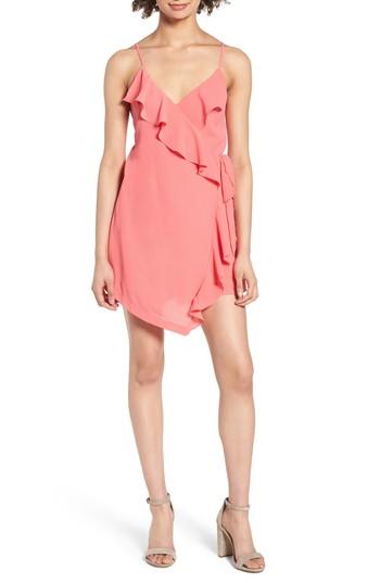 Women's Dee Elly Ruffle Wrap Romper - Coral
