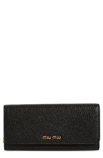 Women's Miu Miu Madras Goatskin Leather Continental Wallet - Ivory