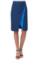Women's Akris Double Face Stretch Cotton Wrap Skirt - Blue