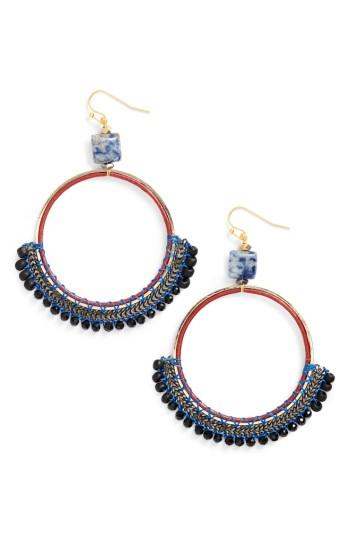 Women's Nakamol Design Bachubai Crystal & Chain Hoop Earrings