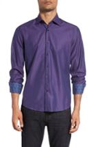 Men's Stone Rose Slim Fit Diamond Jacquard Sport Shirt (s) - Purple