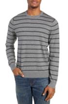 Men's Nordstrom Men's Shop Regular Fit Stripe Cotton & Cashmere Sweater, Size - Grey