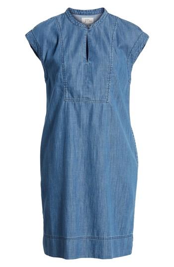 Women's J.crew Dorado Keyhole Chambray Dress - Blue