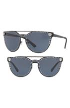 Women's Versace Medusa Stud 145mm Shield Sunglasses - Matte Black Solid