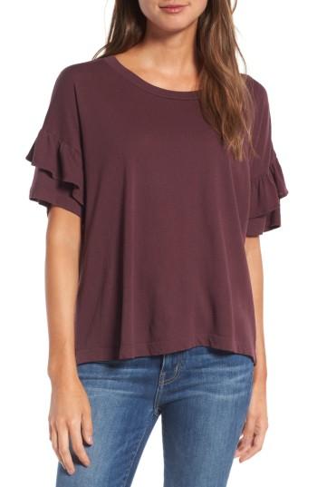 Women's Current/elliott The Ruffle Roadie Tee - Purple
