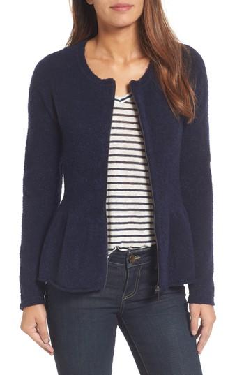 Women's Caslon Peplum Boucle Jacket - Blue