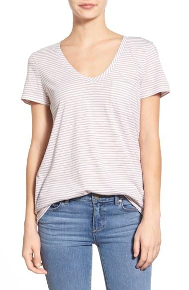 Women's Caslon Relaxed Slub Knit U-neck Tee, Size - White
