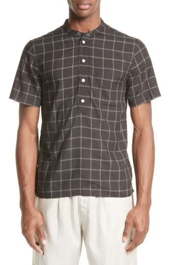 Men's Saturdays Nyc Dimitri Windowpane Band Collar Shirt