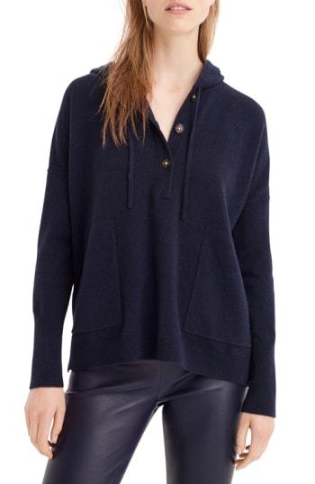Women's J.crew Everyday Cashmere Hoodie Sweater - Blue