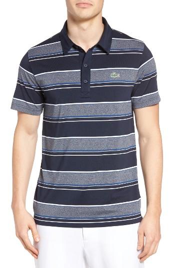 Men's Lacoste Golf Ultradry Stripe Jersey Polo (s) - Blue