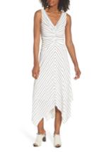 Women's Maggy London Stripe Ruched Handkerchief Hem Dress - White