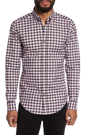 Men's Boss Rod Trim Fit Check Oxford Sport Shirt, Size - Black