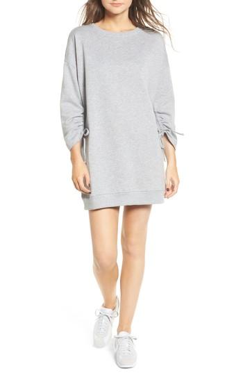 Women's Cotton Emporium Ruched Sleeve Sweatshirt Dress - Grey