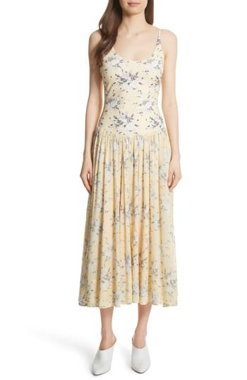 Women's Rebecca Taylor Lemon Rose Jersey Midi Dress - Yellow
