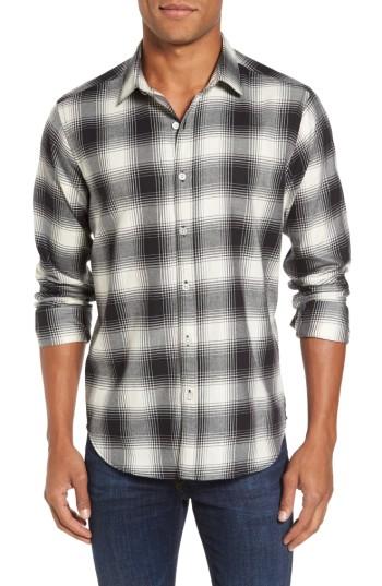 Men's Jeff Slim Fit Plaid Sport Shirt - Black
