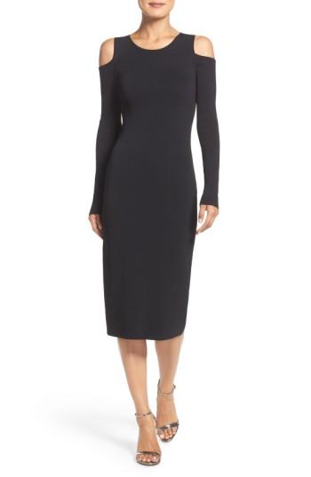 Women's Eliza J Cold Shoulder Knit Body-con Dress - Black