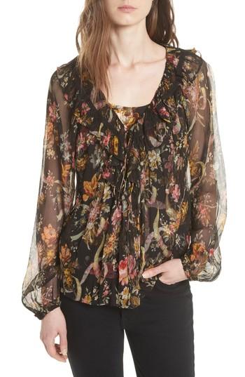 Women's Needle & Thread Rainbow Rose Chiffon Top - Black