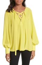 Women's Tibi Lace-up Silk Tunic, Size - Yellow