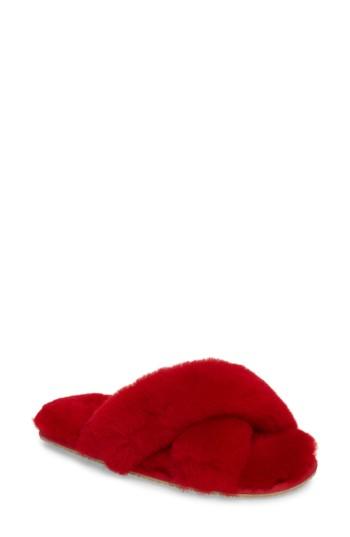 Women's Patricia Green Mt. Hood Genuine Shearling Slipper M - Red