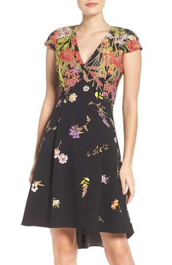 Women's Adrianna Papell Placed Print Fit & Flare Dress