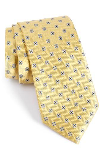 Men's Nordstrom Men's Shop Harry Neat Medallion Silk Tie, Size - Yellow