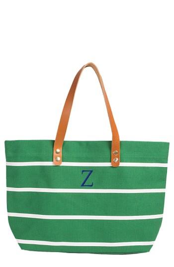 Cathy's Concepts Monogram Stripe Tote - Green