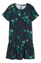 Women's Halogen Short Sleeve Ruffle Hem Dress, Size - Black