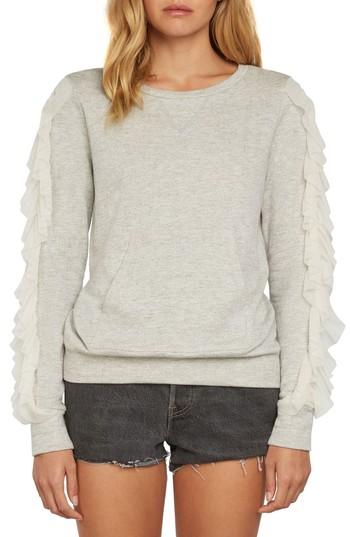 Women's Willow & Clay Ruffle Pullover Knit Sweatshirt - Grey