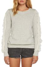 Women's Willow & Clay Ruffle Pullover Knit Sweatshirt - Grey