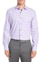 Men's Nordstrom Men's Shop Tech-smart Trim Fit Stretch Plaid Dress Shirt .5 32/33 - Purple