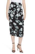 Women's Dvf Kara Botanical Print Midi Skirt - Black