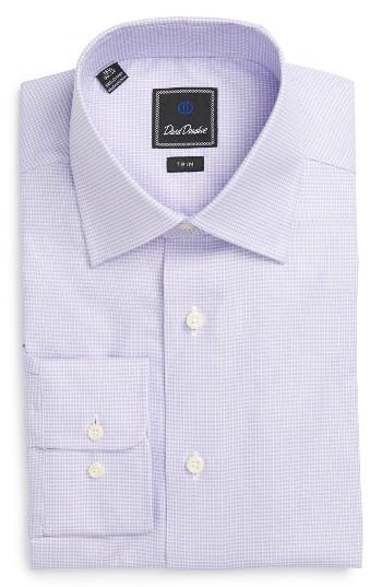 Men's David Donahue Trim Fit Houndstooth Dress Shirt .5 32/33 - Purple