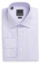 Men's David Donahue Trim Fit Houndstooth Dress Shirt .5 32/33 - Purple