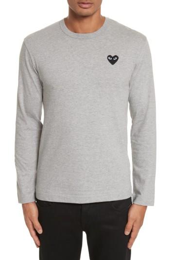 Men's Comme Des Garcons Play Long Sleeve T-shirt - Grey