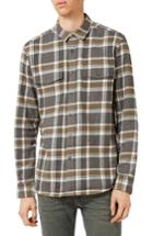 Men's Topman Check Flannel Shirt - Brown