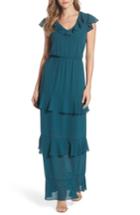 Women's Charles Henry Tiered Ruffle Maxi Dress - Green