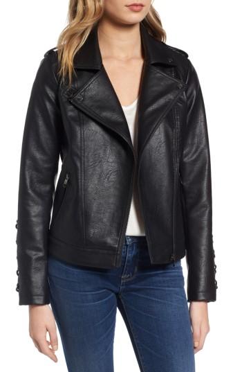Women's Steve Madden Lace Detail Faux Leather Biker Jacket