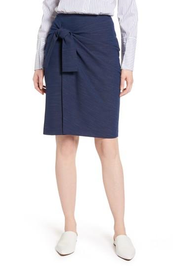 Petite Women's Halogen Side Tie Pencil Skirt P - Blue